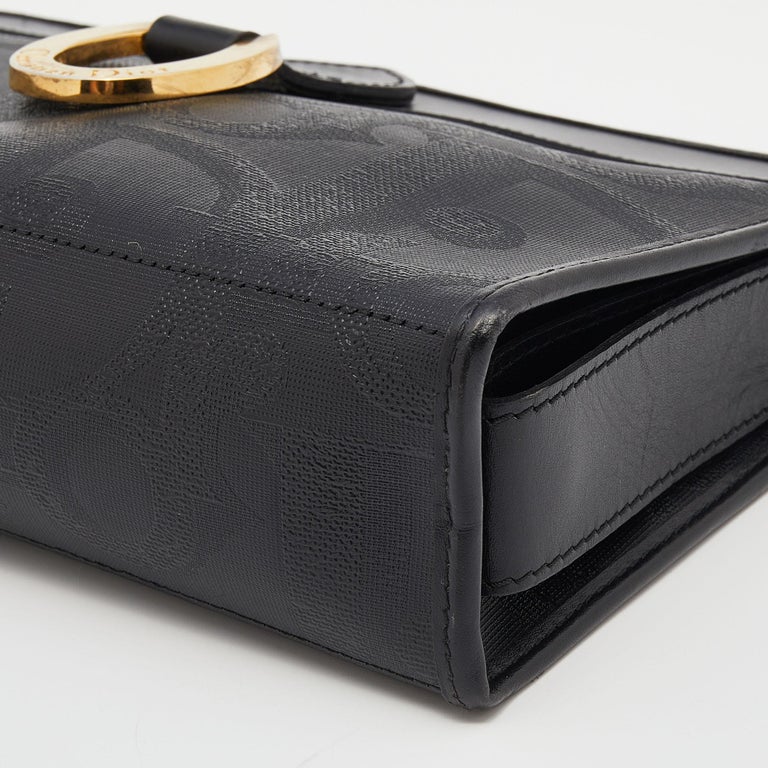 Dior Black Oblique Coated Canvas And Leather Clutch For Sale 6