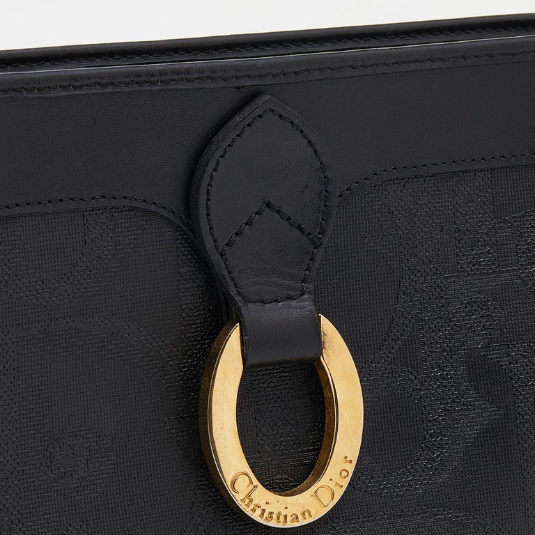 Dior Black Oblique Coated Canvas And Leather Clutch For Sale 7