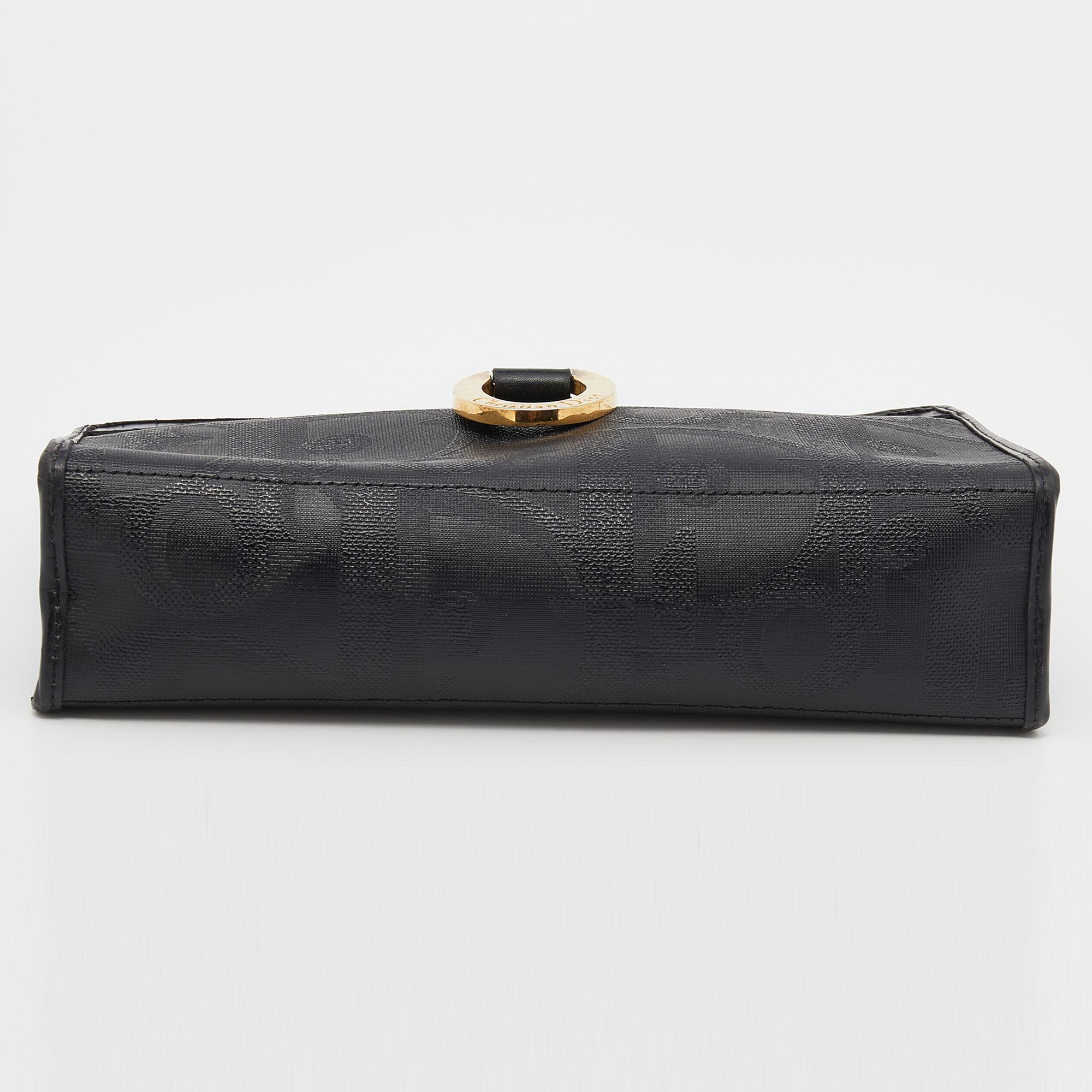 Dior Black Oblique Coated Canvas And Leather Clutch 1