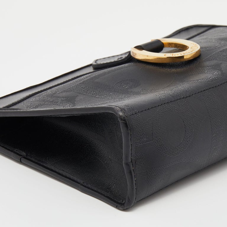 Dior Black Oblique Coated Canvas And Leather Clutch For Sale 5