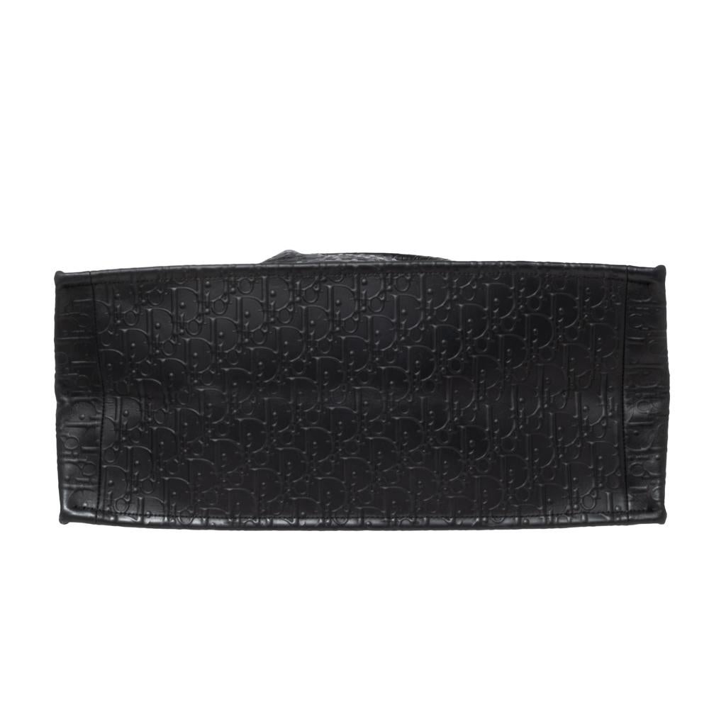 Dior Black Oblique Embossed Leather Book Tote 1
