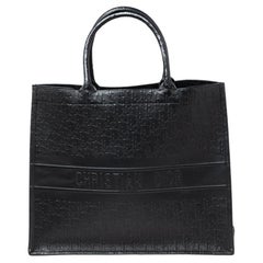 Dior Black Oblique Embossed Leather Book Tote