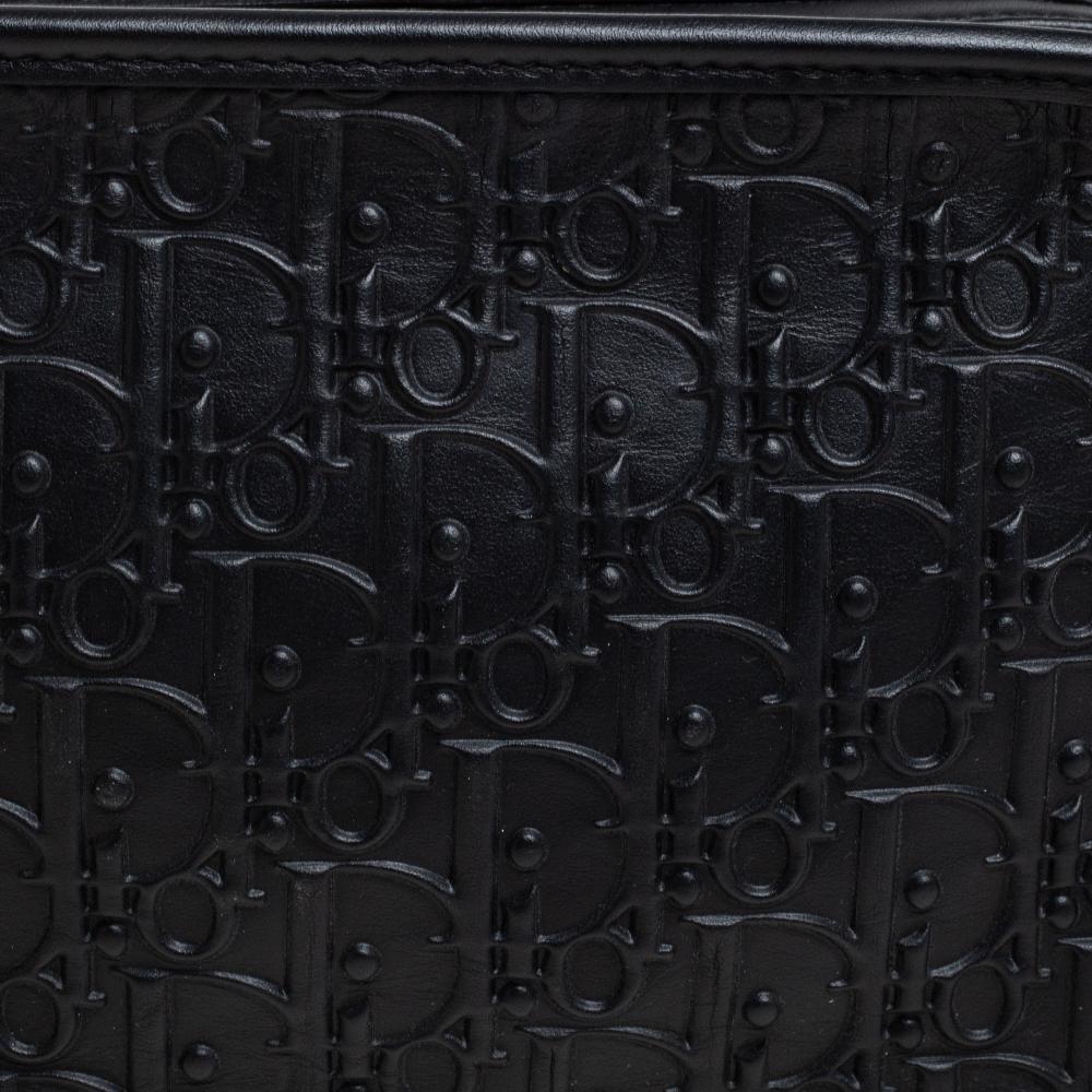 Dior Black Oblique Embossed Leather Diorquake Clutch 3