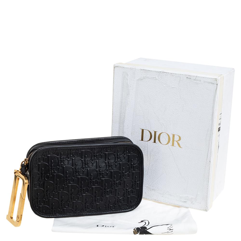 Dior Black Oblique Embossed Leather Diorquake Clutch 6
