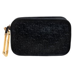 Dior Black Oblique Embossed Leather Diorquake Clutch