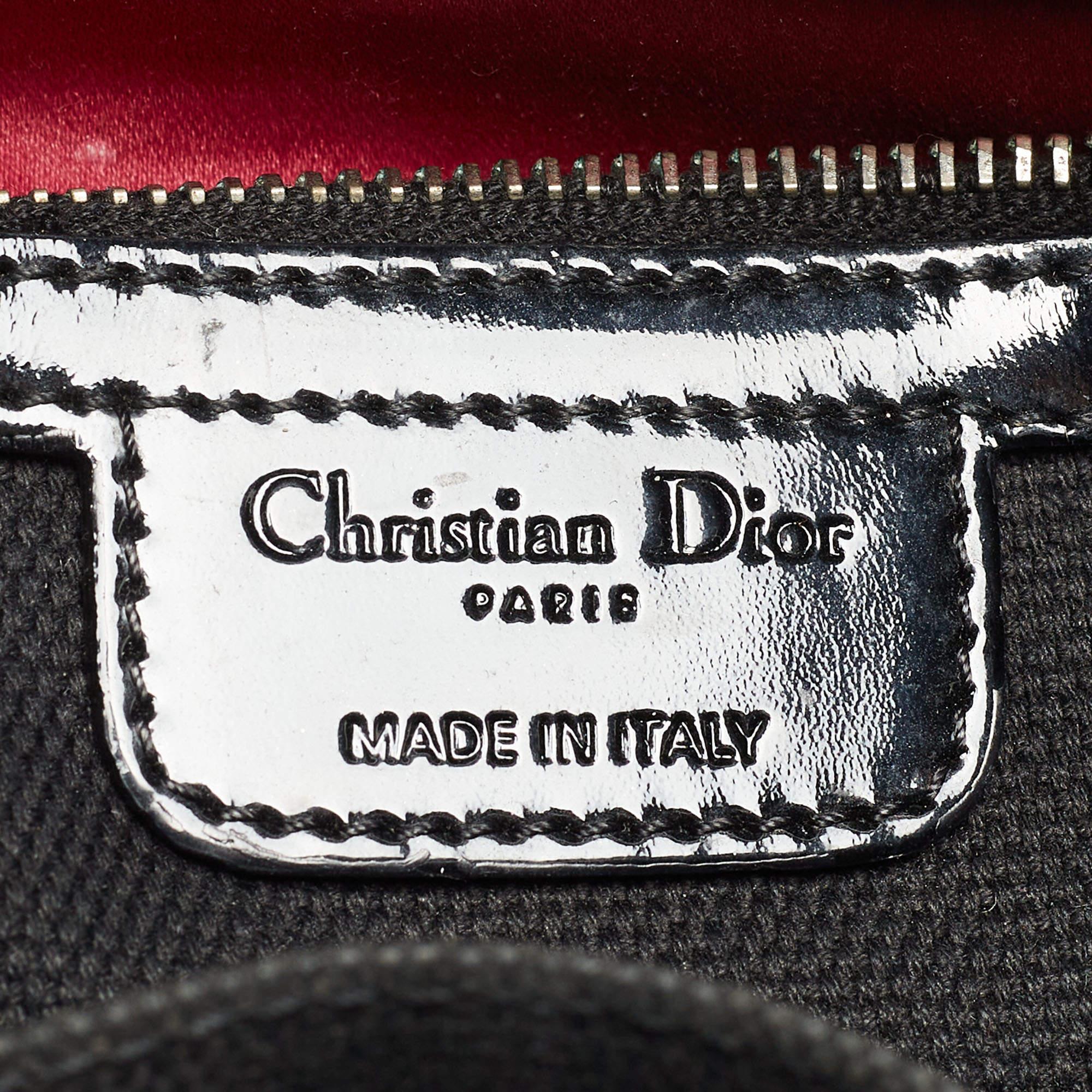 Dior Black Oblique Embossed Patent Leather Boston Bag 3