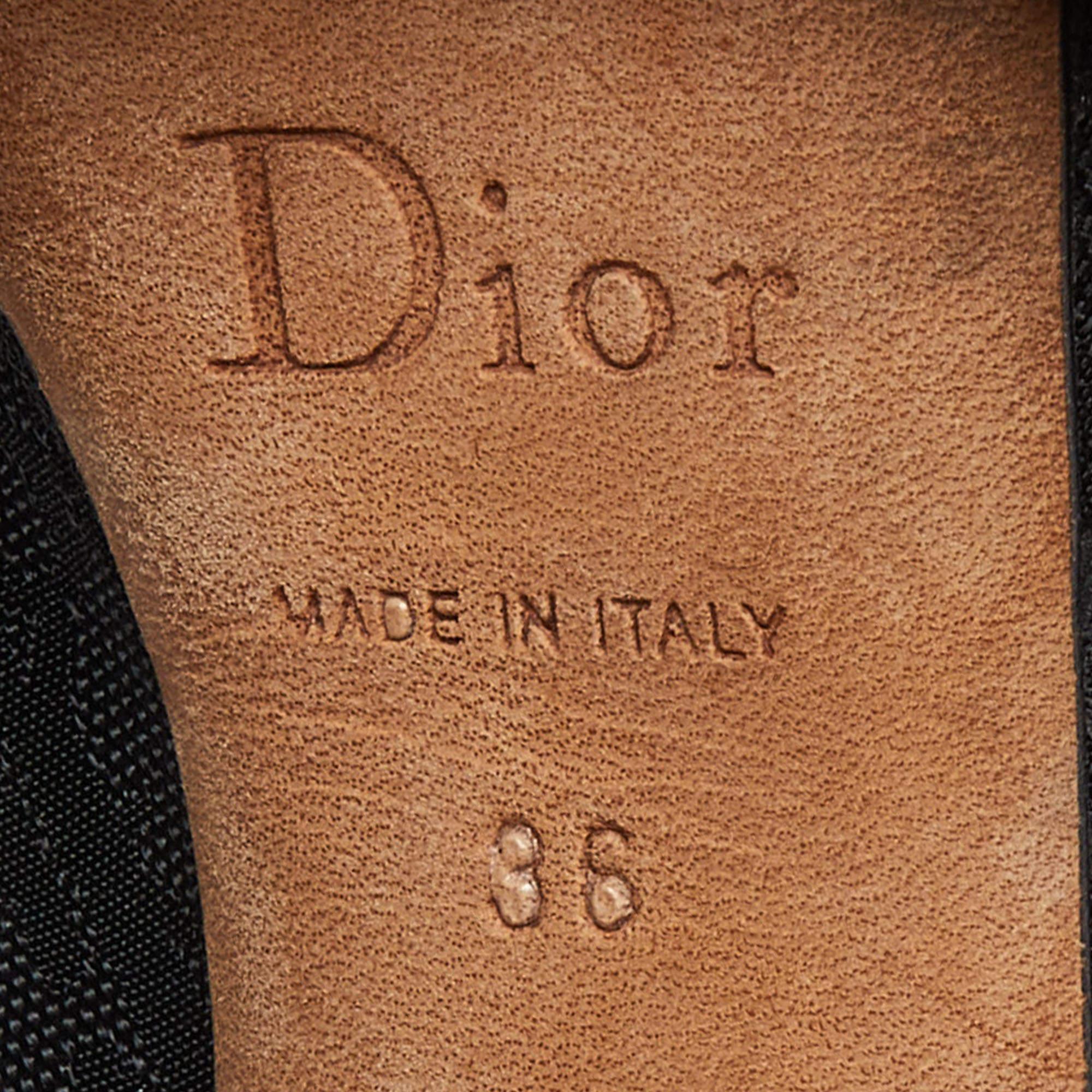 Dior Negro Tejido oblicuo Punta abierta Plataforma Slingback Bombas Tamaño 36 en venta 4
