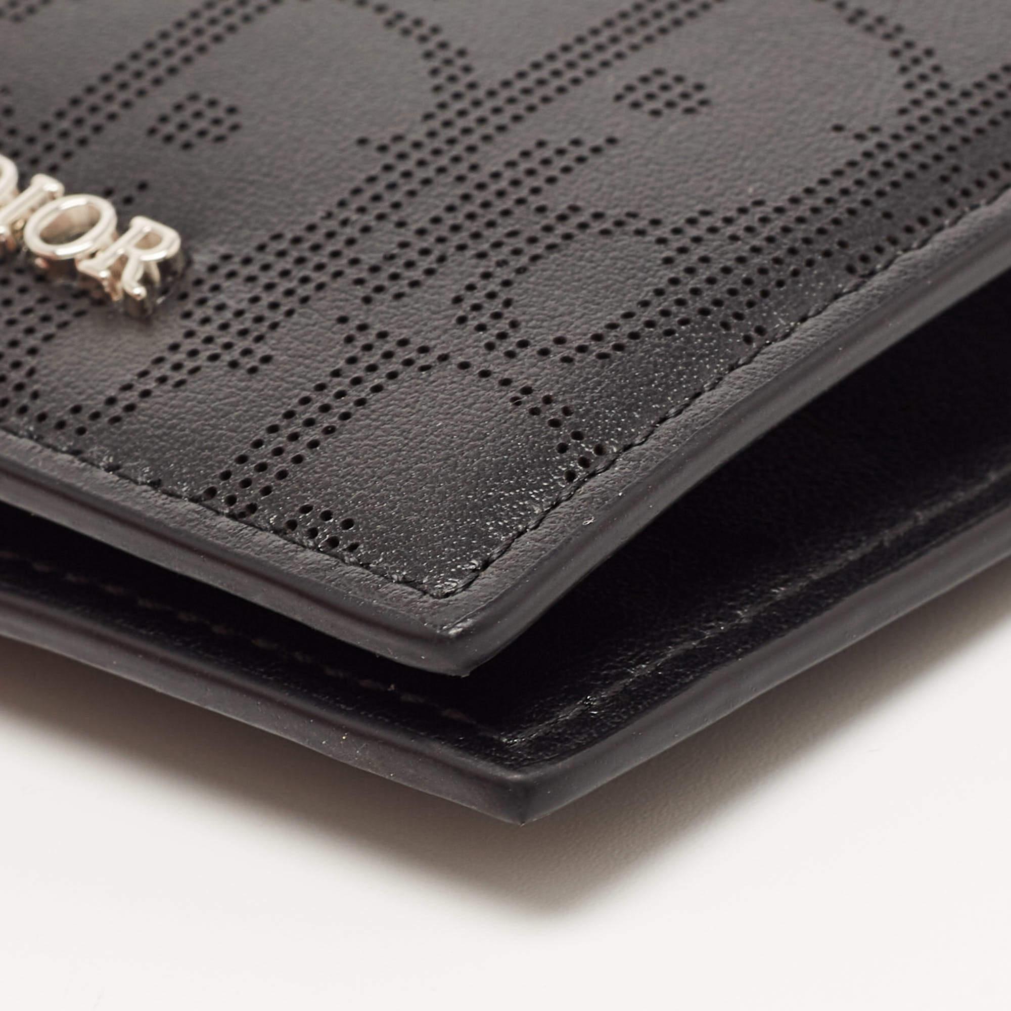 Dior Schwarzer schräger Galaxy Leder-Kartenhalter mit Bifold-Kartenhalter 1
