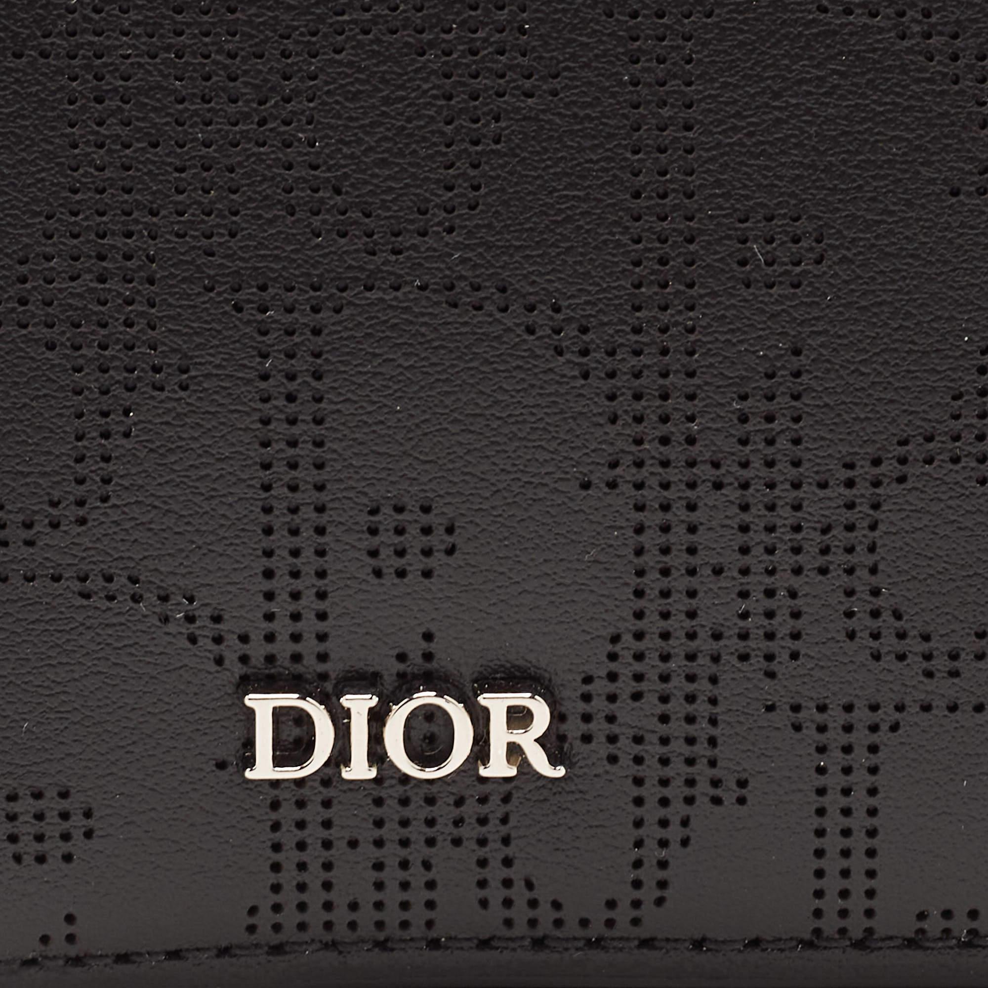 Dior Schwarzer schräger Galaxy Leder-Kartenhalter mit Bifold-Kartenhalter 3