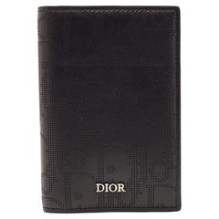 Dior Schwarzer schräger Galaxy Leder-Kartenhalter mit Bifold-Kartenhalter