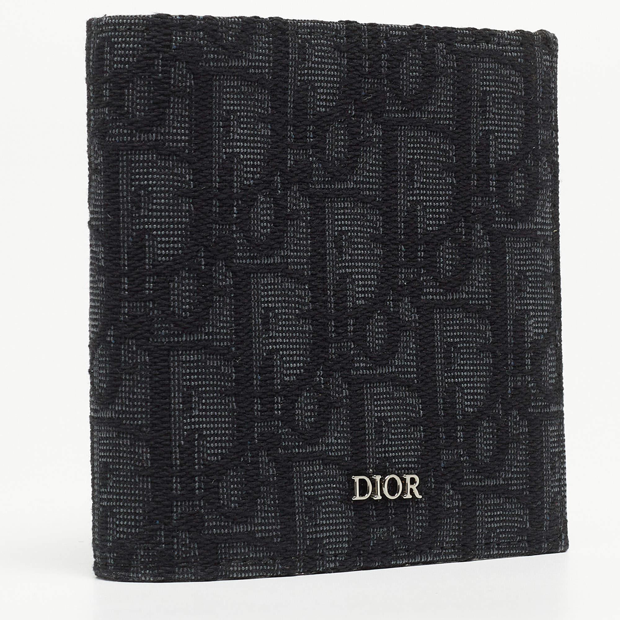 Dior Black Oblique Jacquard Bifold Wallet In Excellent Condition In Dubai, Al Qouz 2