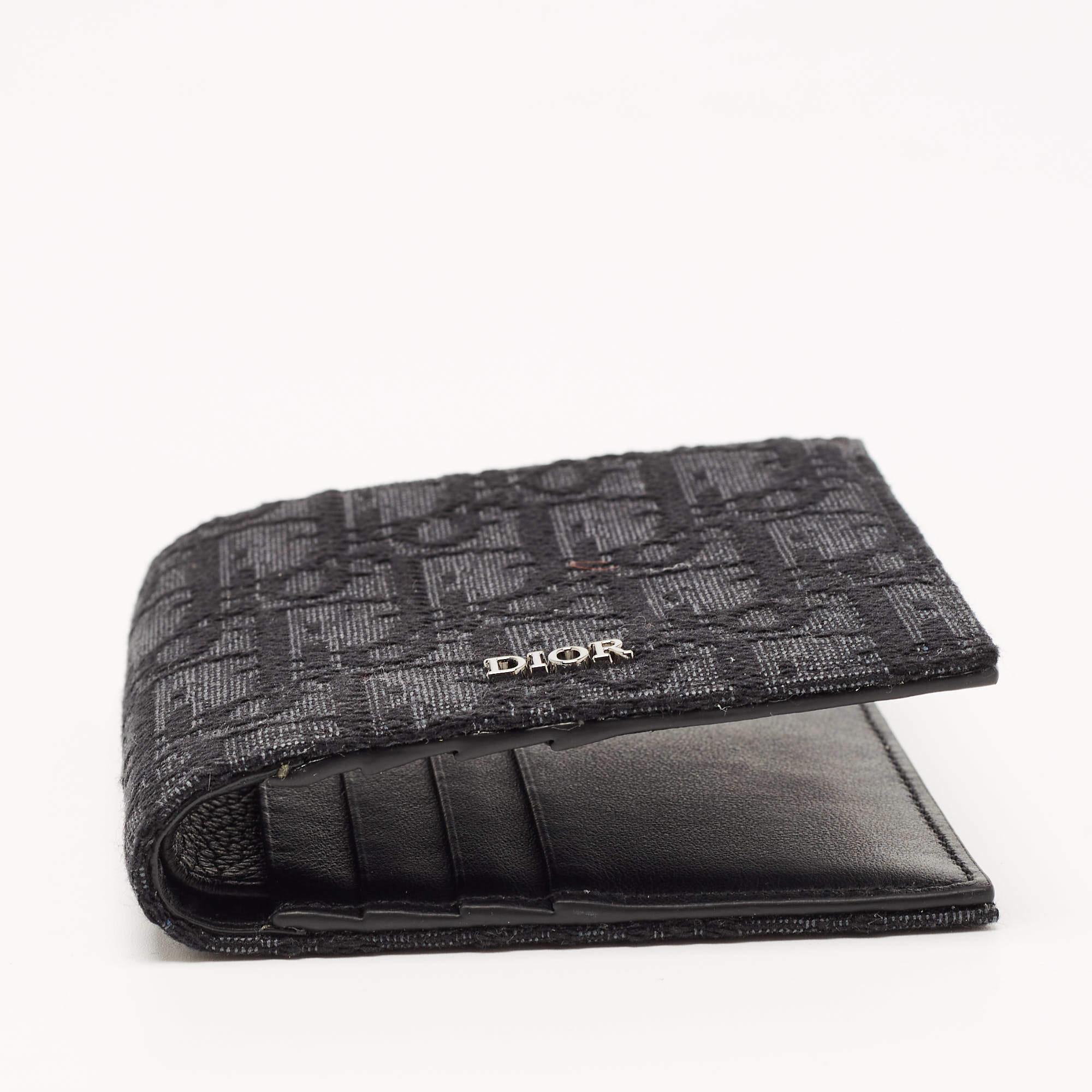 Dior Black Oblique Jacquard Bifold Wallet 4