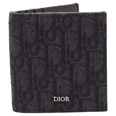 Used Dior Black Oblique Jacquard Bifold Wallet
