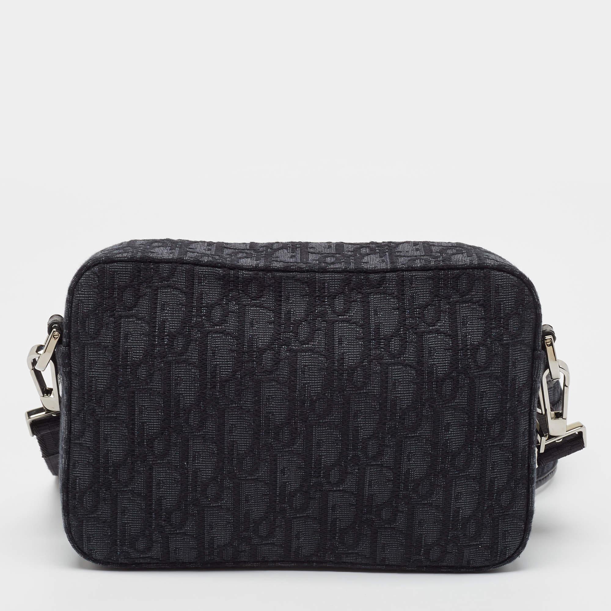 Men's Dior Black Oblique Jacquard Canvas Safari Crossbody Bag
