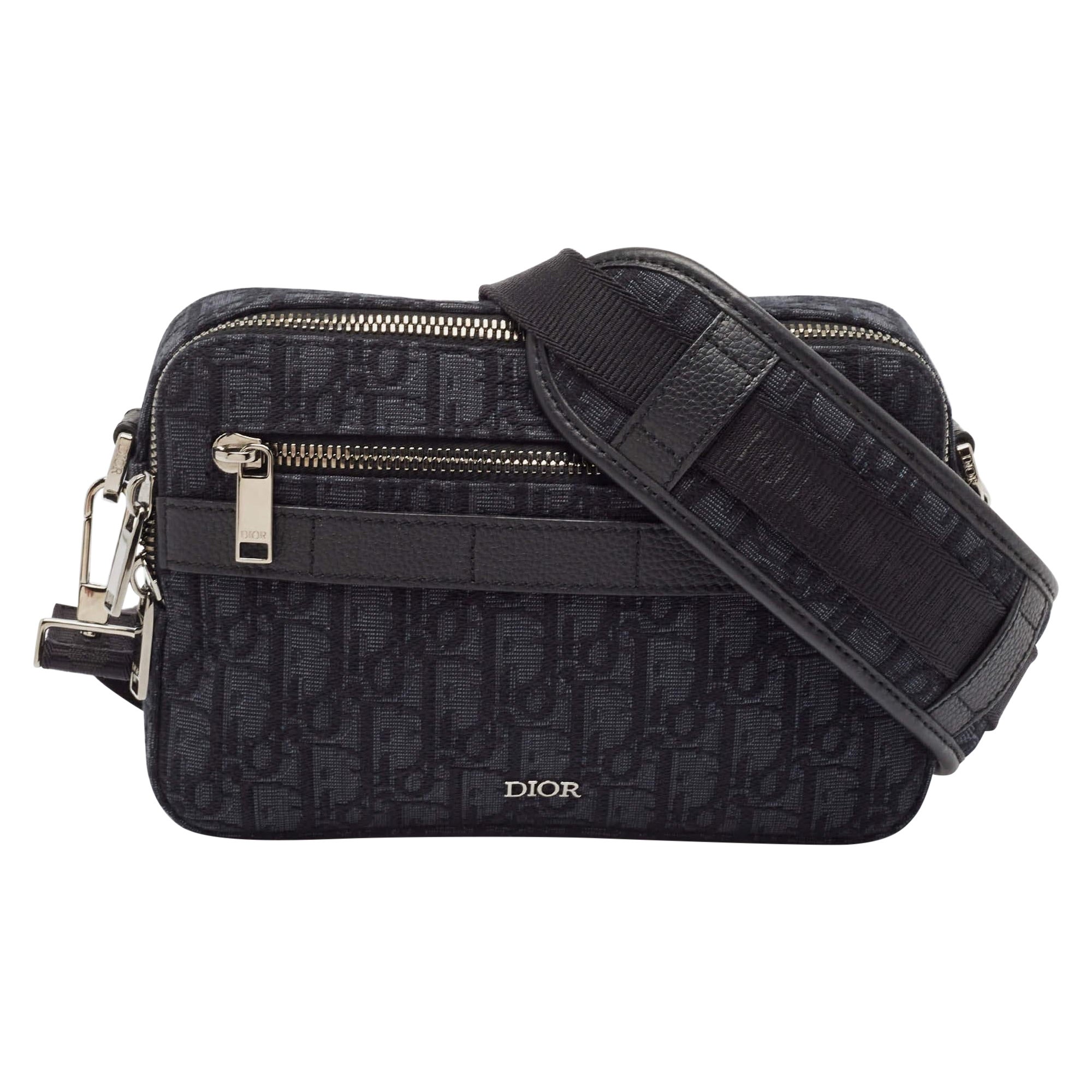 Dior Black Oblique Jacquard Canvas Safari Crossbody Bag
