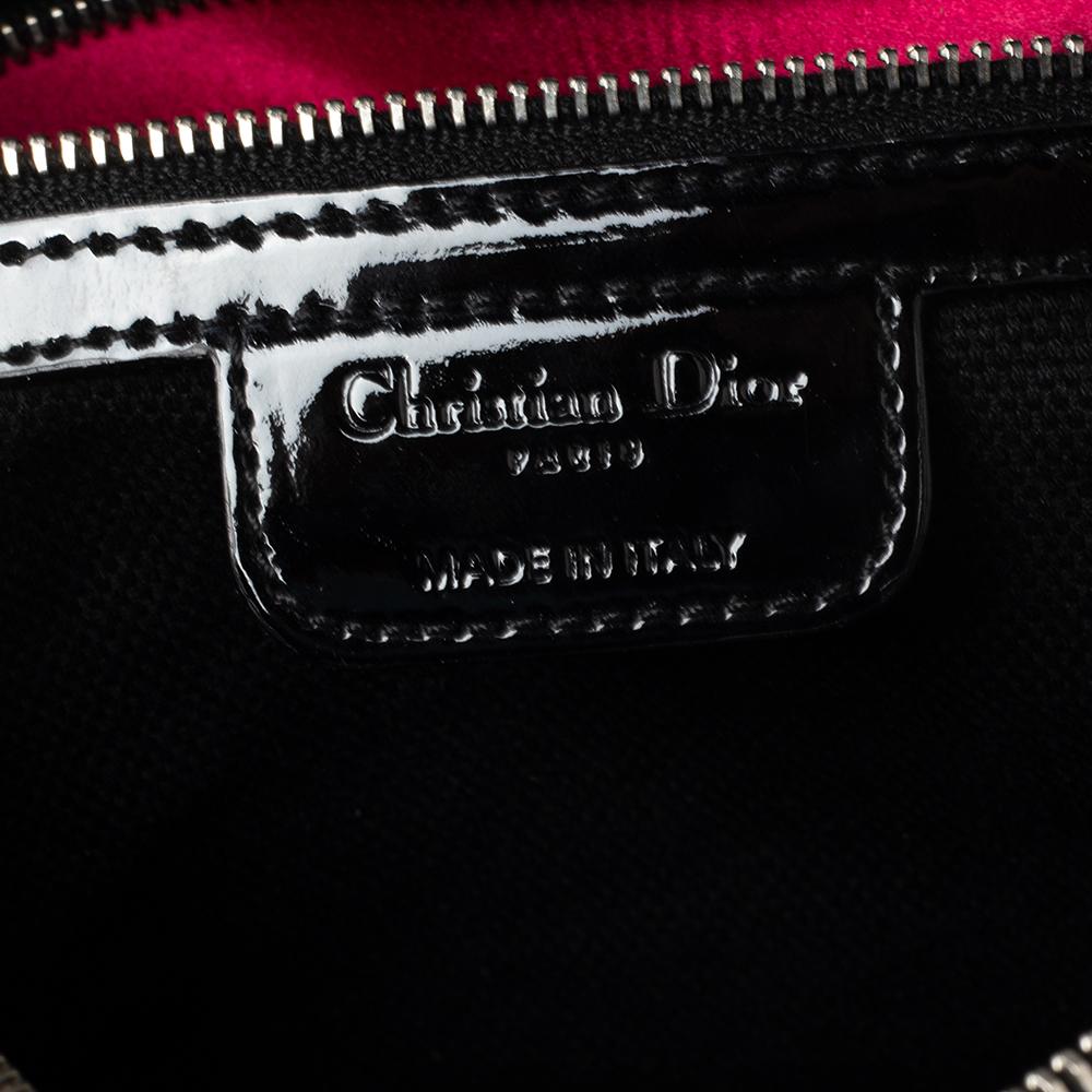 Dior Black Oblique Monogram Patent Leather Boston Bag 5