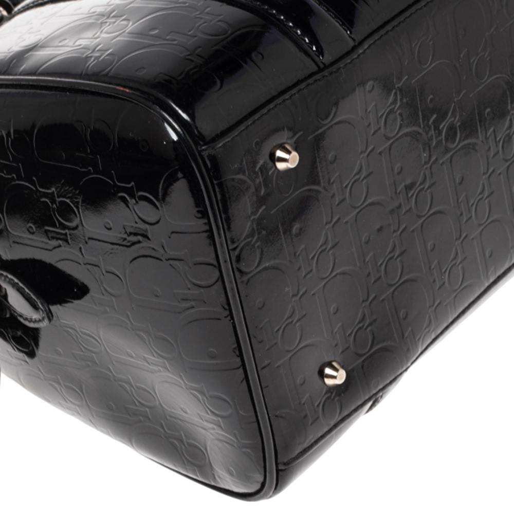 Dior Black Oblique Monogram Patent Leather Boston Bag 1