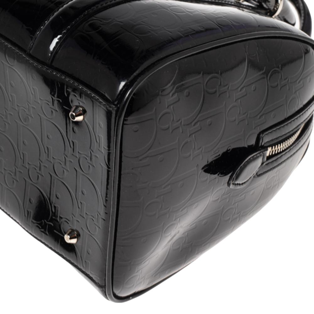Dior Black Oblique Monogram Patent Leather Boston Bag 2