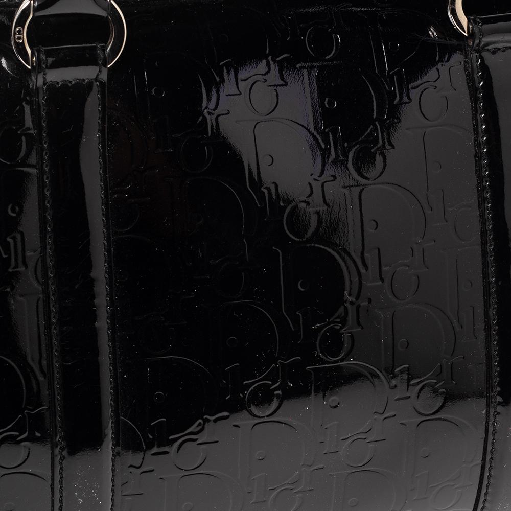 Dior Black Oblique Monogram Patent Leather Boston Bag 3