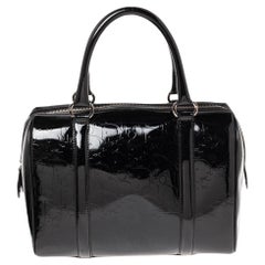 Dior Black Oblique Monogram Patent Leather Boston Bag