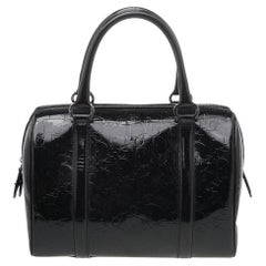 Dior Black Oblique Monogram Patent Leather Boston Bag