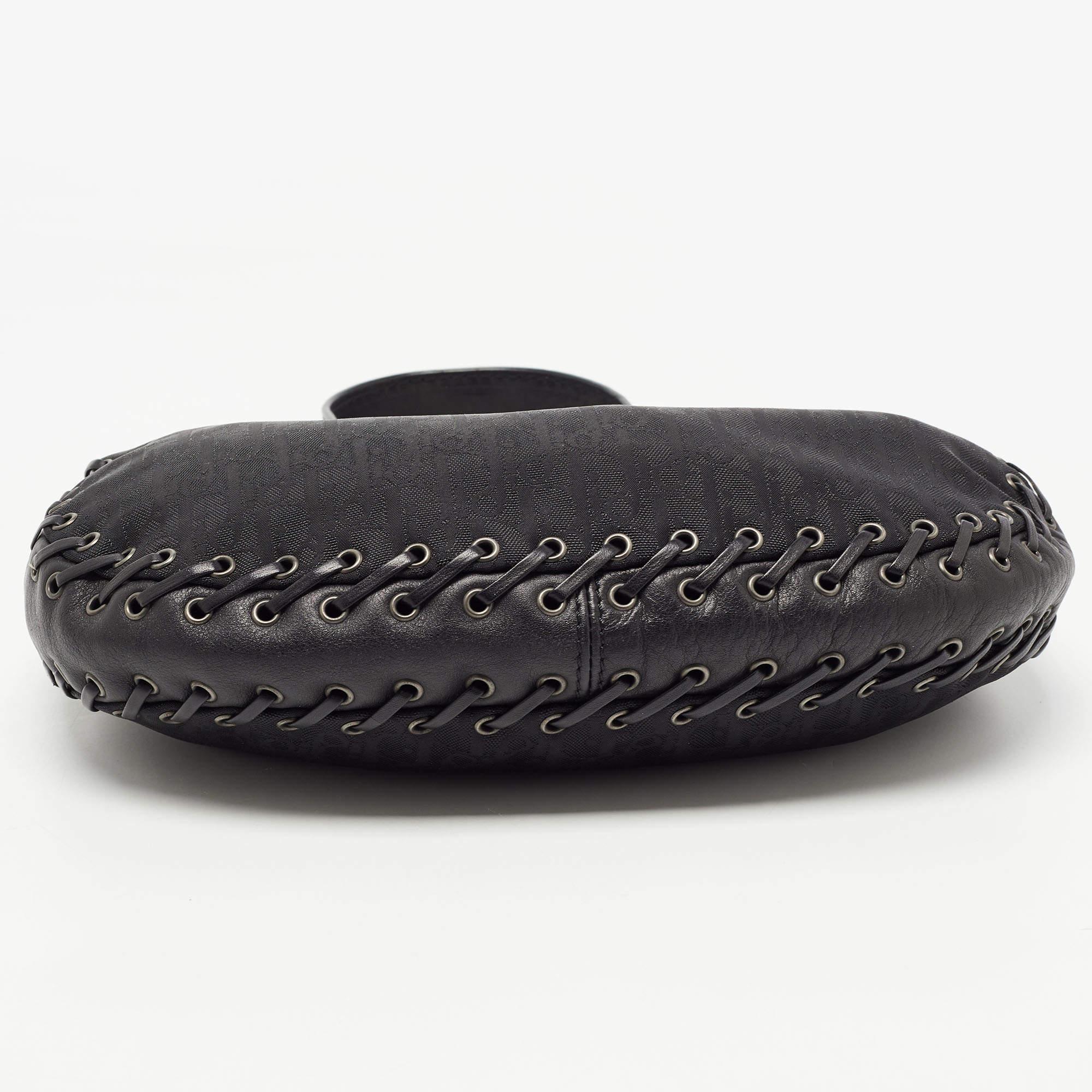 Dior Black Oblique Nylon and Leather Ethnic Hobo 1