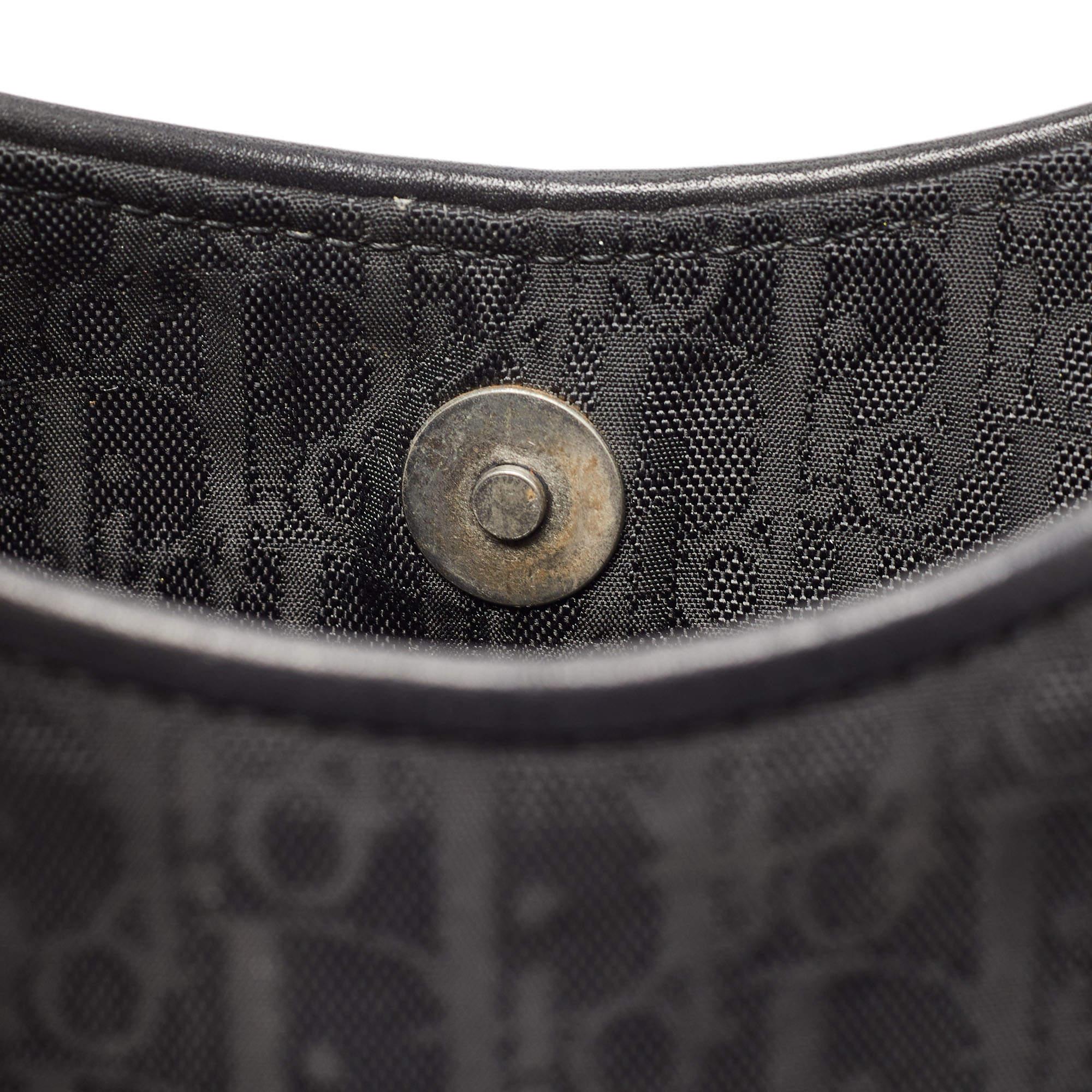Dior Black Oblique Nylon and Leather Ethnic Hobo 2