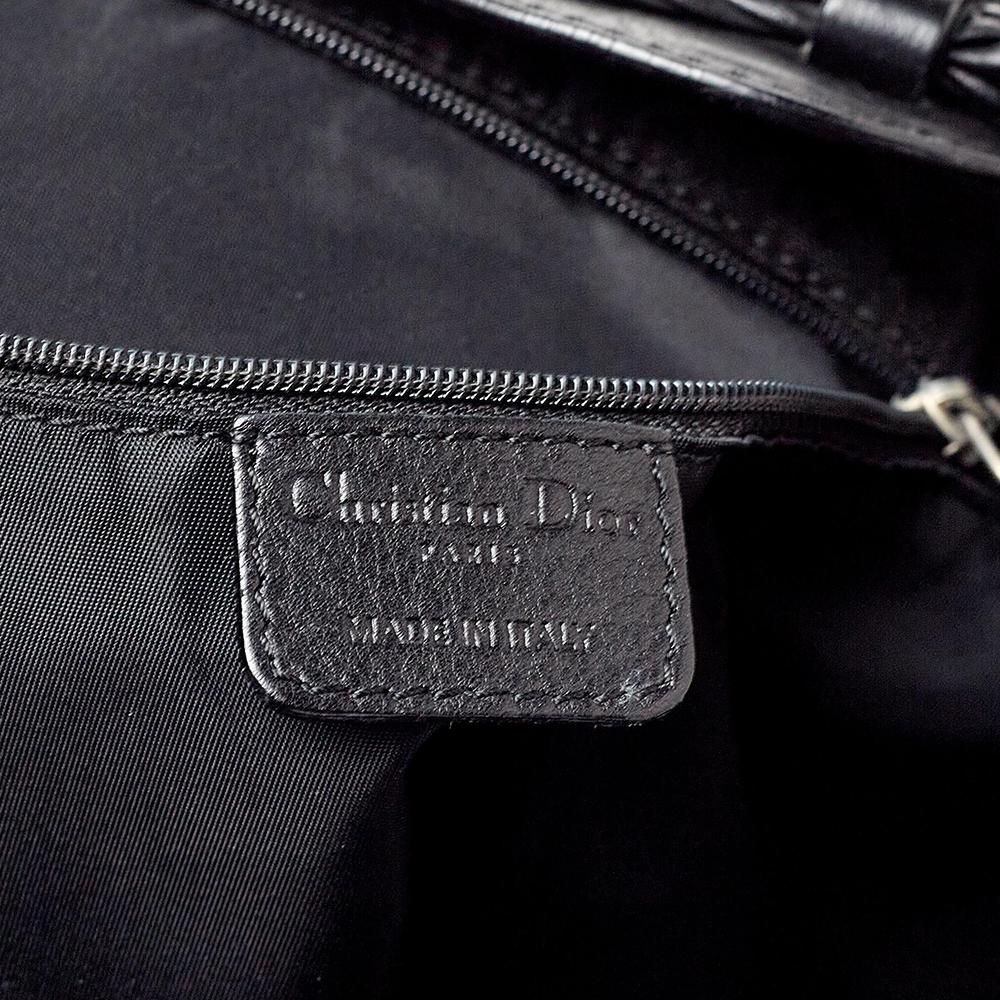 Dior Black Oblique Nylon and Leather Heart Charm Ethnic Hobo 4