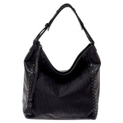 Dior Black Oblique Nylon and Leather Heart Charm Ethnic Hobo