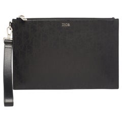 Dior Black Oblique Perforated Leather Flat A5 Pouch