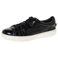 Dior Black Patent Crinkled Leather Move Low Top Sneakers Size 39.5
