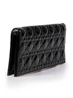 Dior Black Patent Lady Dior Cannage Chain Pouch