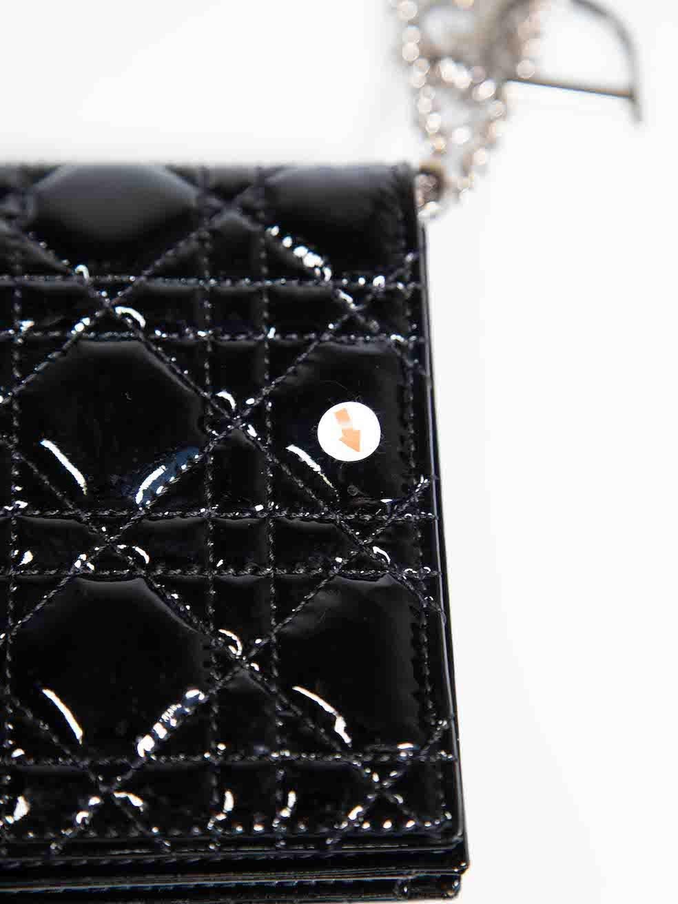 Dior Black Patent Lady Dior Cannage Chain Pouch 2