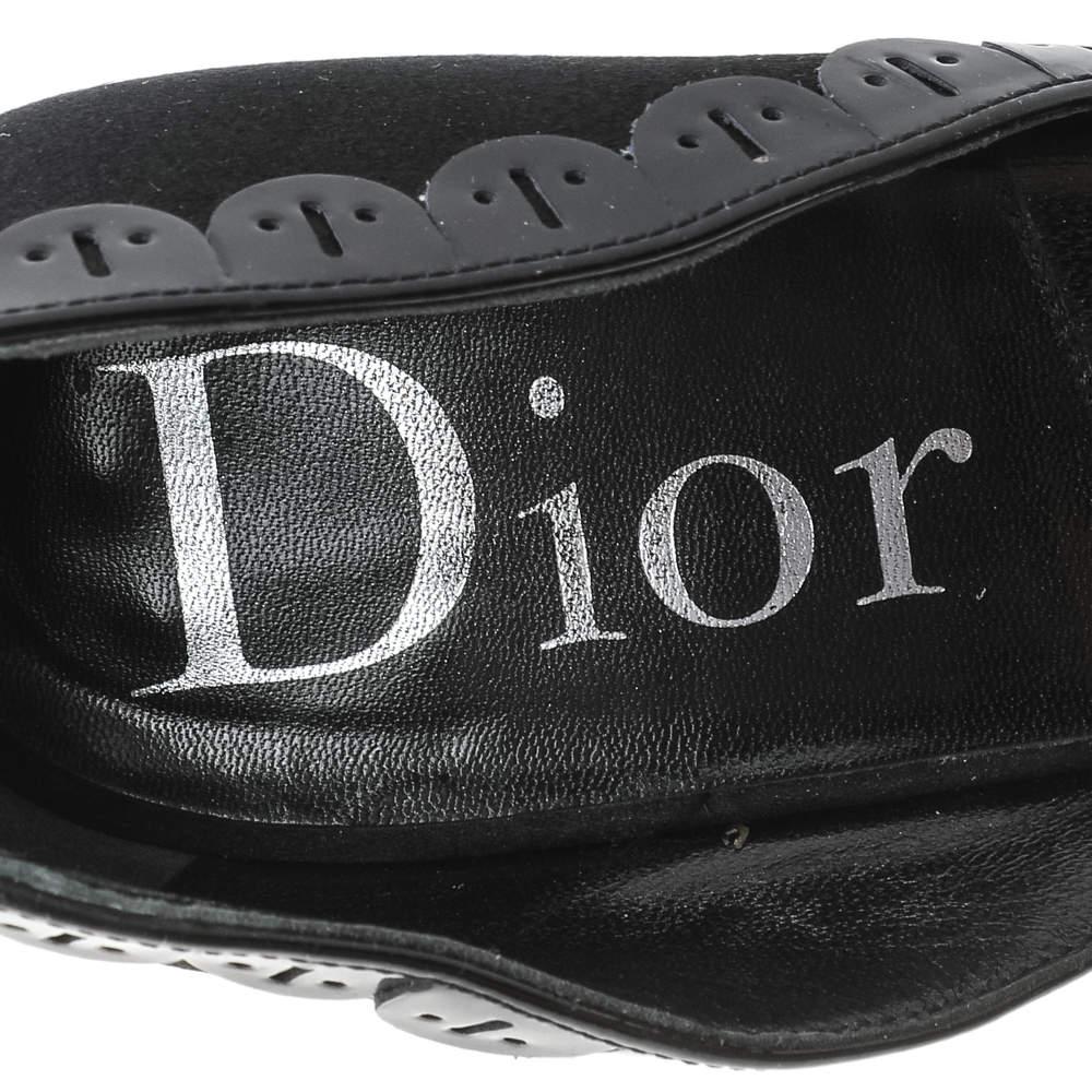 Dior Black Patent Leather And Satin Platform D'orsay Sandals Size 36.5 1