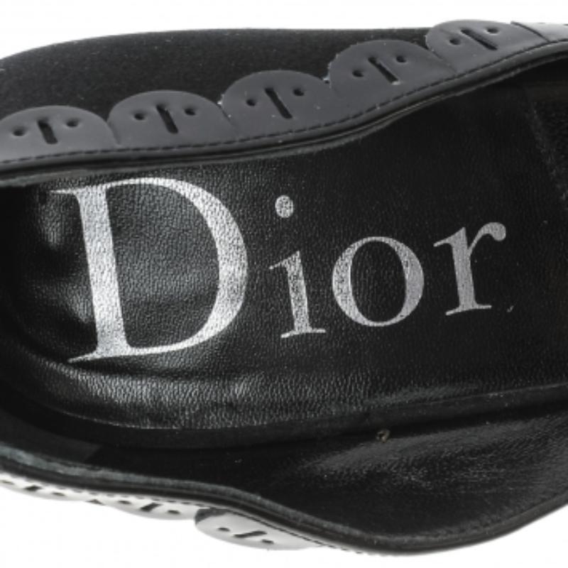 Dior - Sandali con piattaforma D'orsay in vernice e raso neri - misura 36,5 in vendita 2
