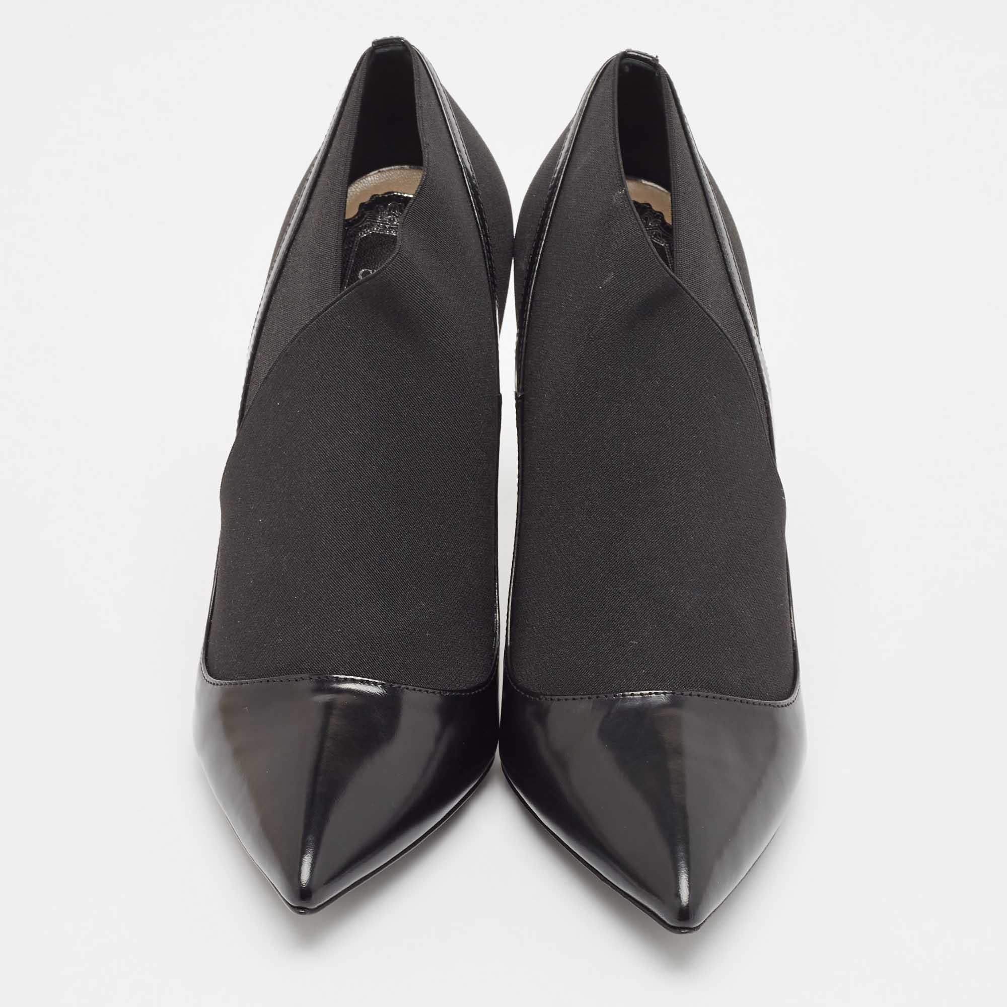 Dior Botines de charol negro y tejido elástico Talla 39 Negro en venta