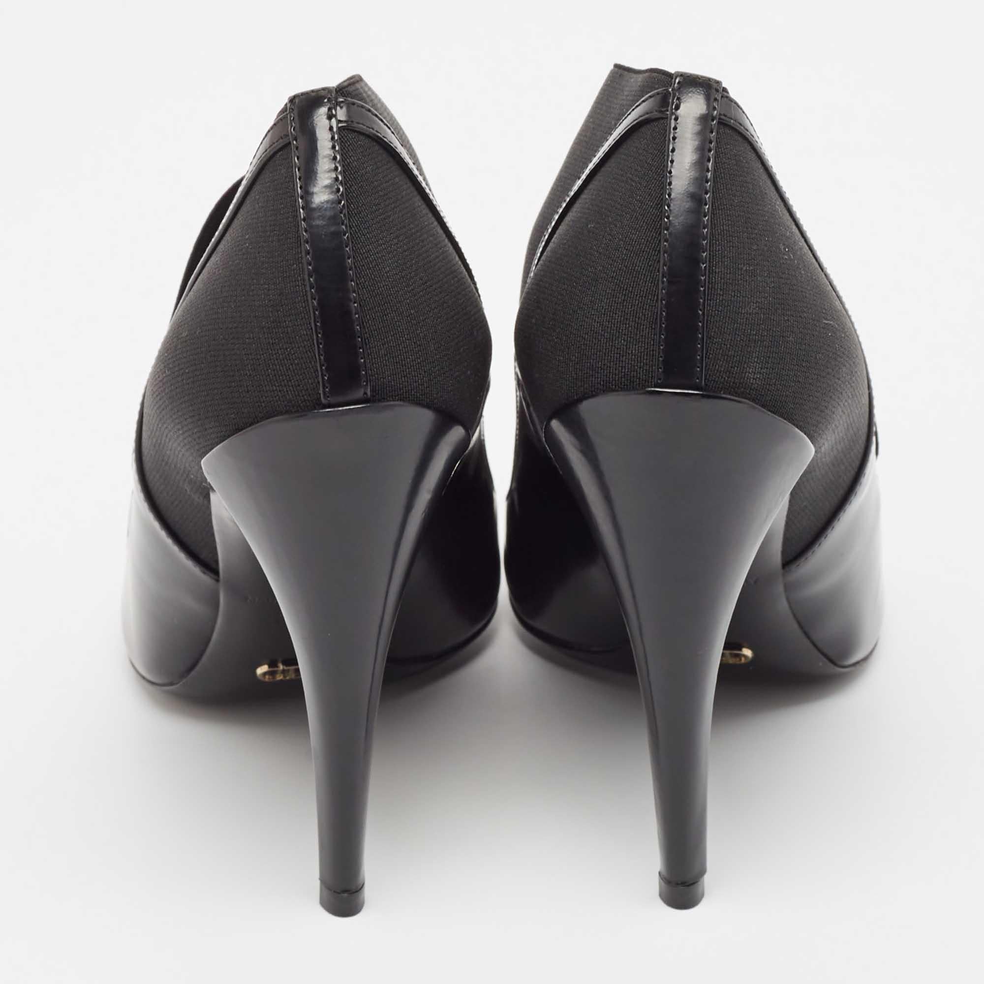 De las mujeres Dior Botines de charol negro y tejido elástico Talla 39 en venta