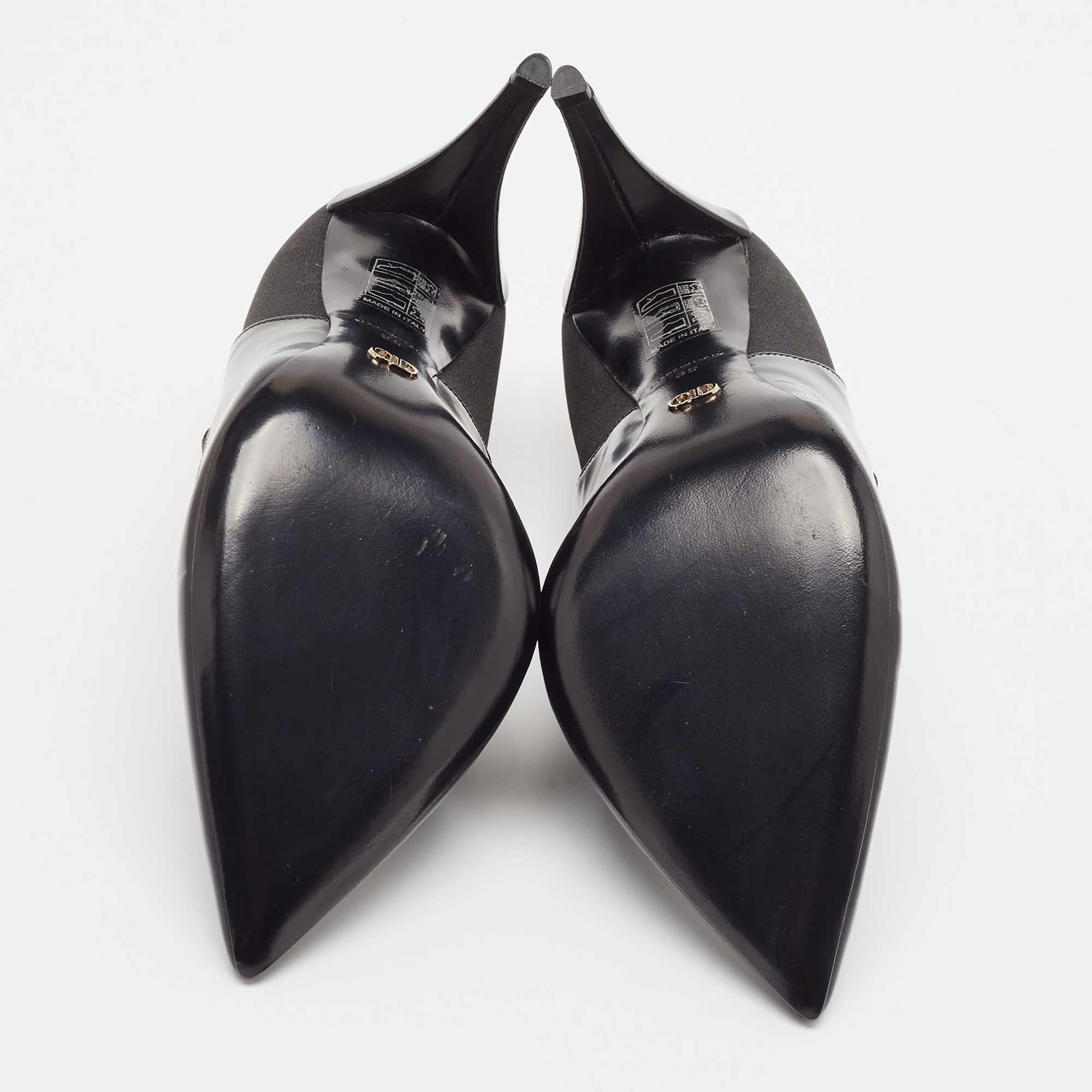 Dior Botines de charol negro y tejido elástico Talla 39 en venta 1