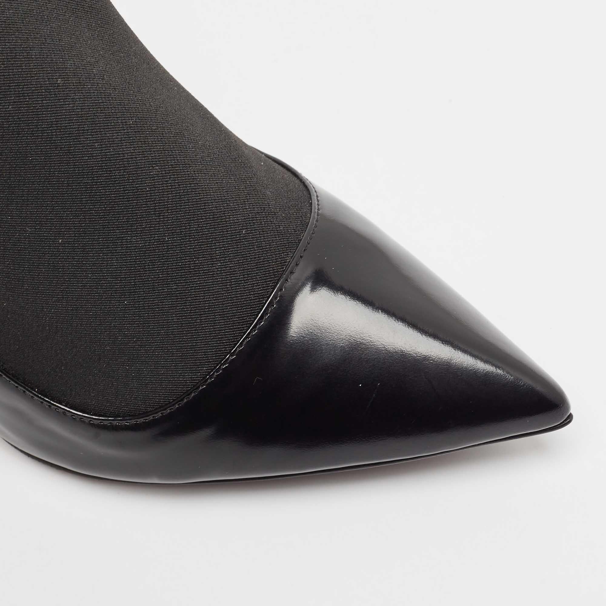 Dior Botines de charol negro y tejido elástico Talla 39 en venta 3