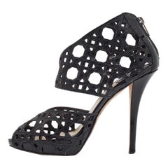 Dior Black Patent Leather Ankle Strap Sandals Size 39.5