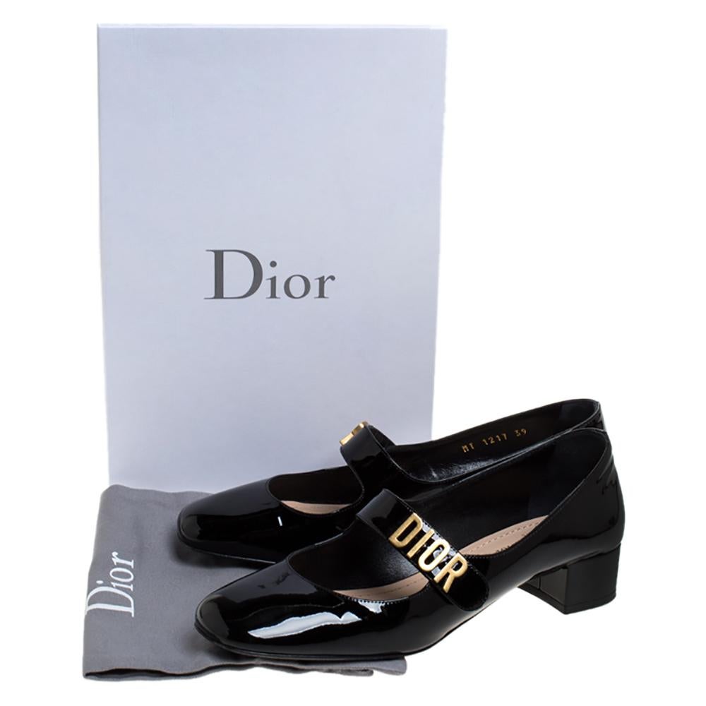 Dior Black Patent Leather BabyD Mary Jane Pumps Size 39 For Sale at