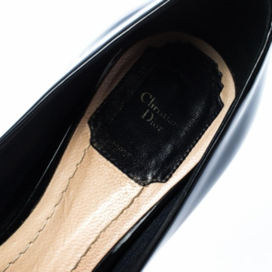 Dior Schwarz Lackleder Cannage Absatz Peep Toe Pumps Größe 36 im Angebot 3