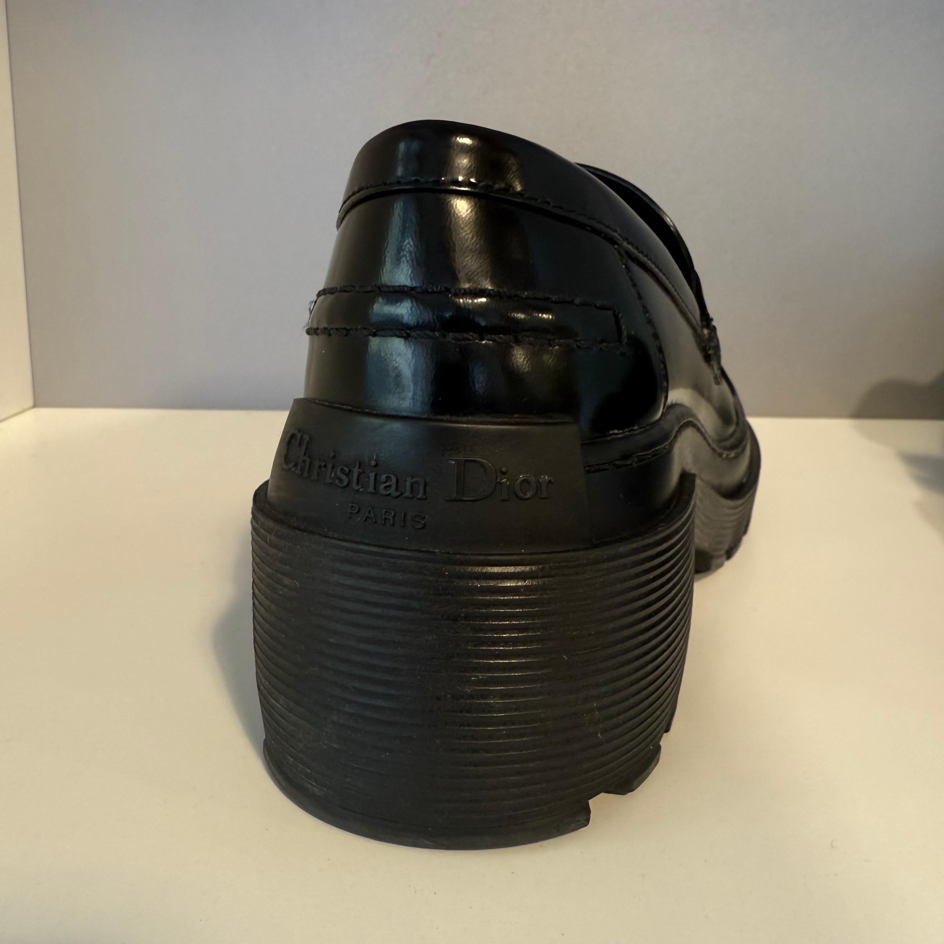 Dior Code Mocassins en cuir verni noir IT 36.5 en vente 1