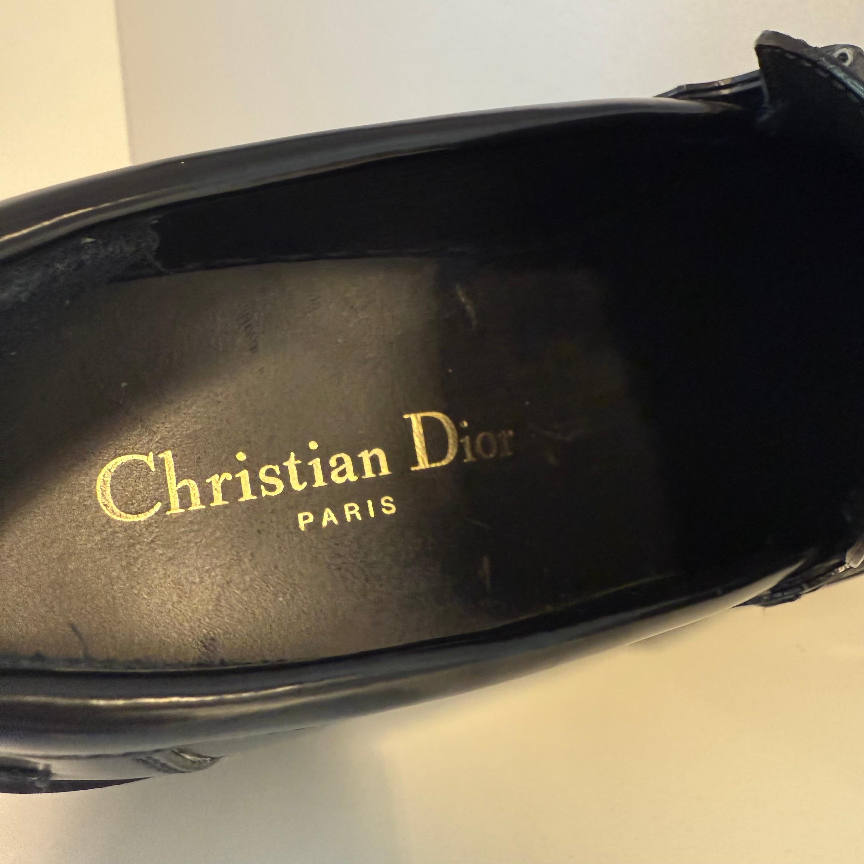 Dior Code Mocassins en cuir verni noir IT 36.5 en vente 2