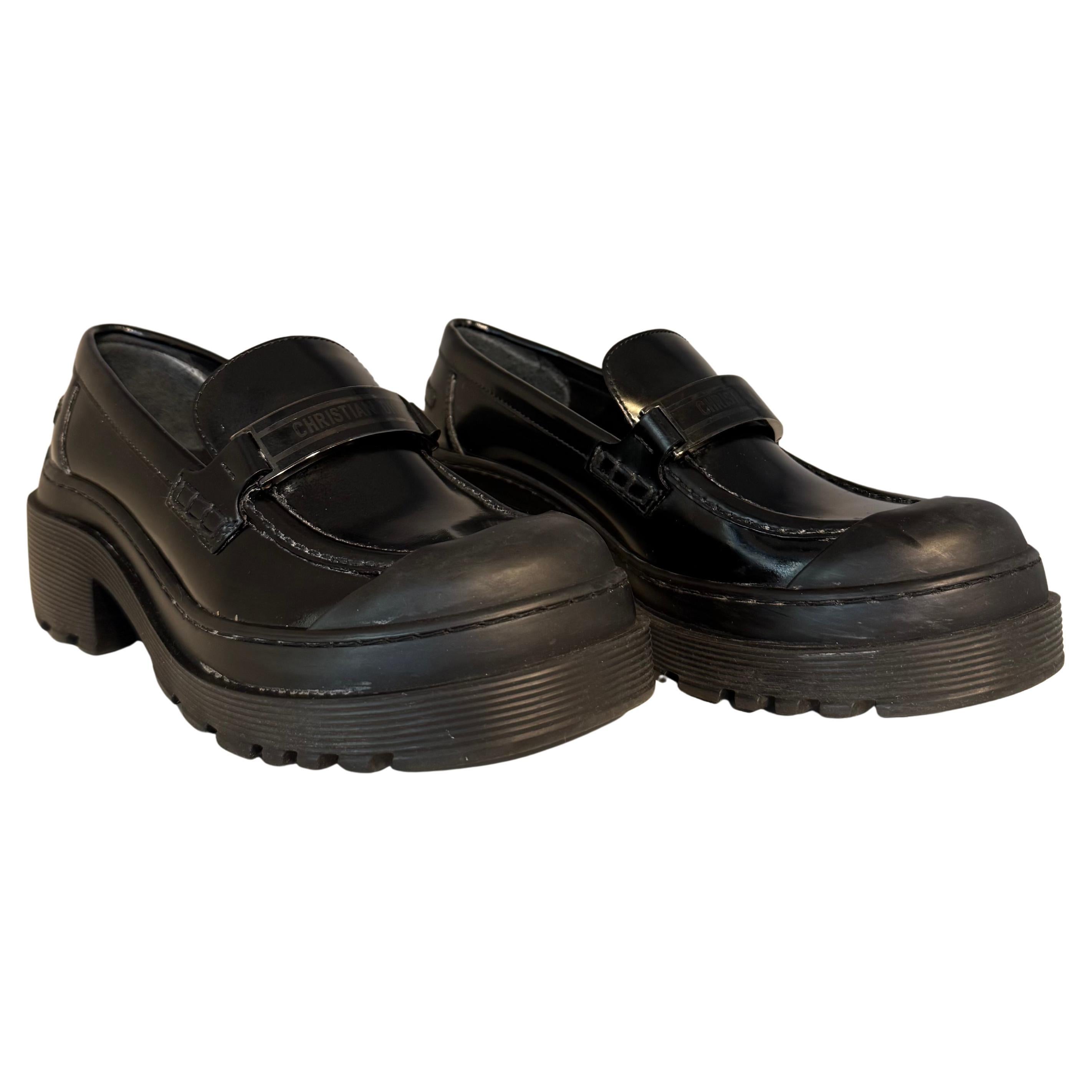 Dior Code Mocassins en cuir verni noir IT 36.5