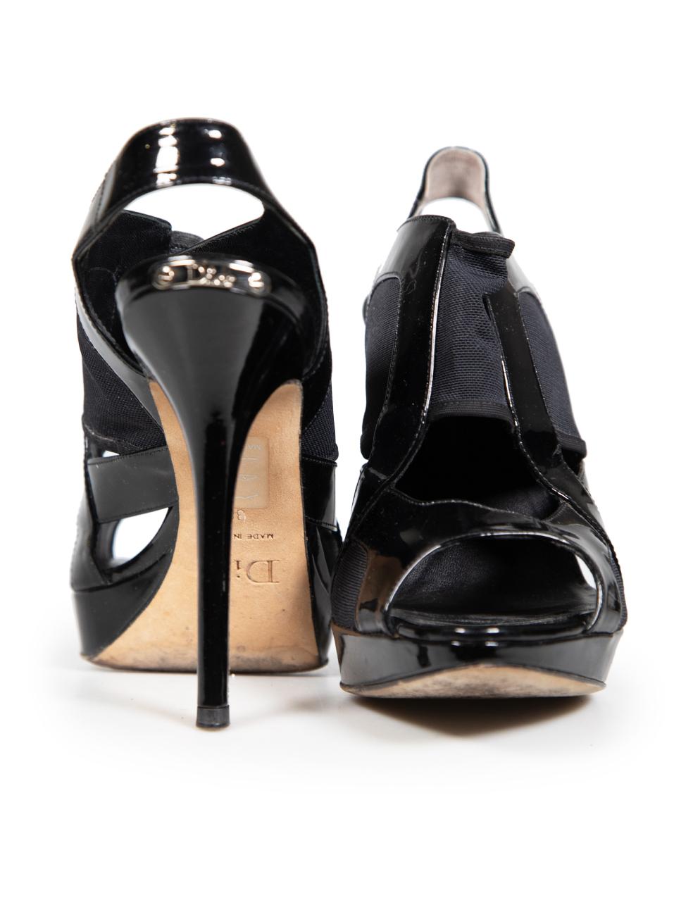 Dior Black Patent Leather Cut Out Heels Size IT 38 In Good Condition For Sale In London, GB