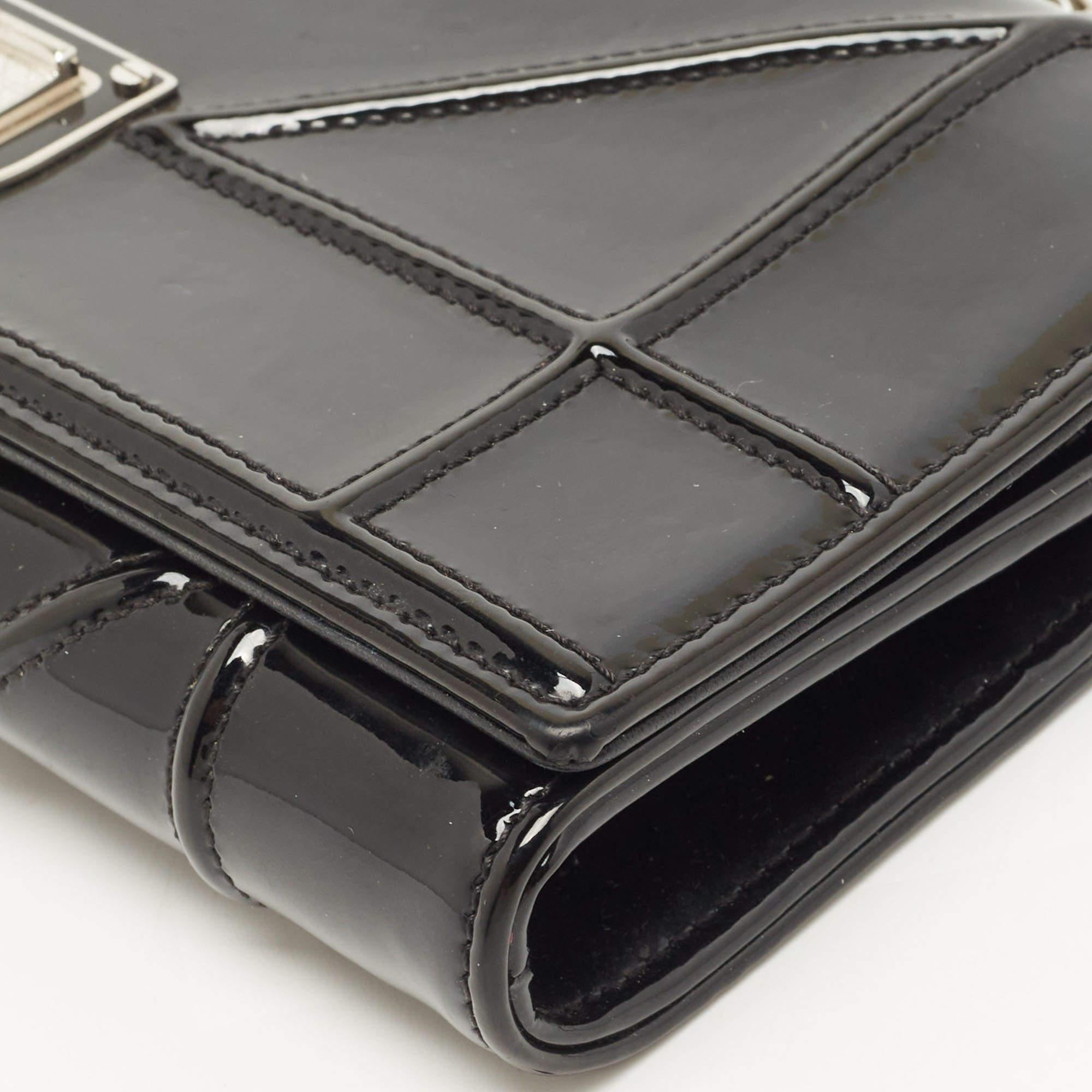 Dior Black Patent Leather Diorama Wallet on Chain 6