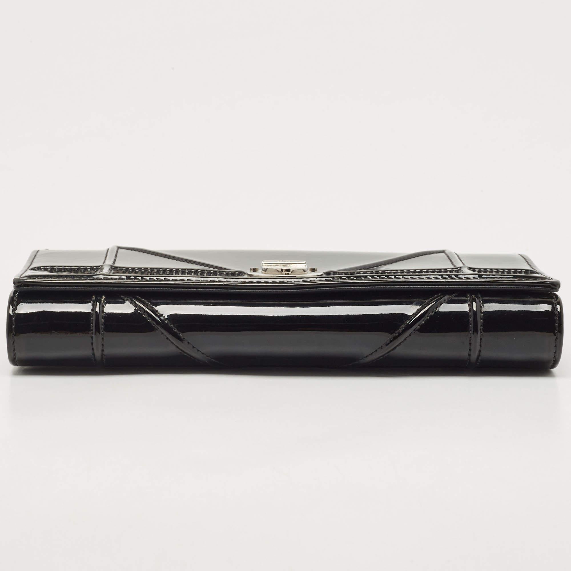 Dior Black Patent Leather Diorama Wallet on Chain 1