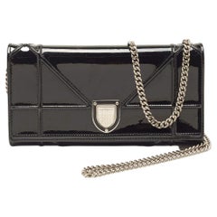 Dior Black Patent Leather Diorama Wallet on Chain