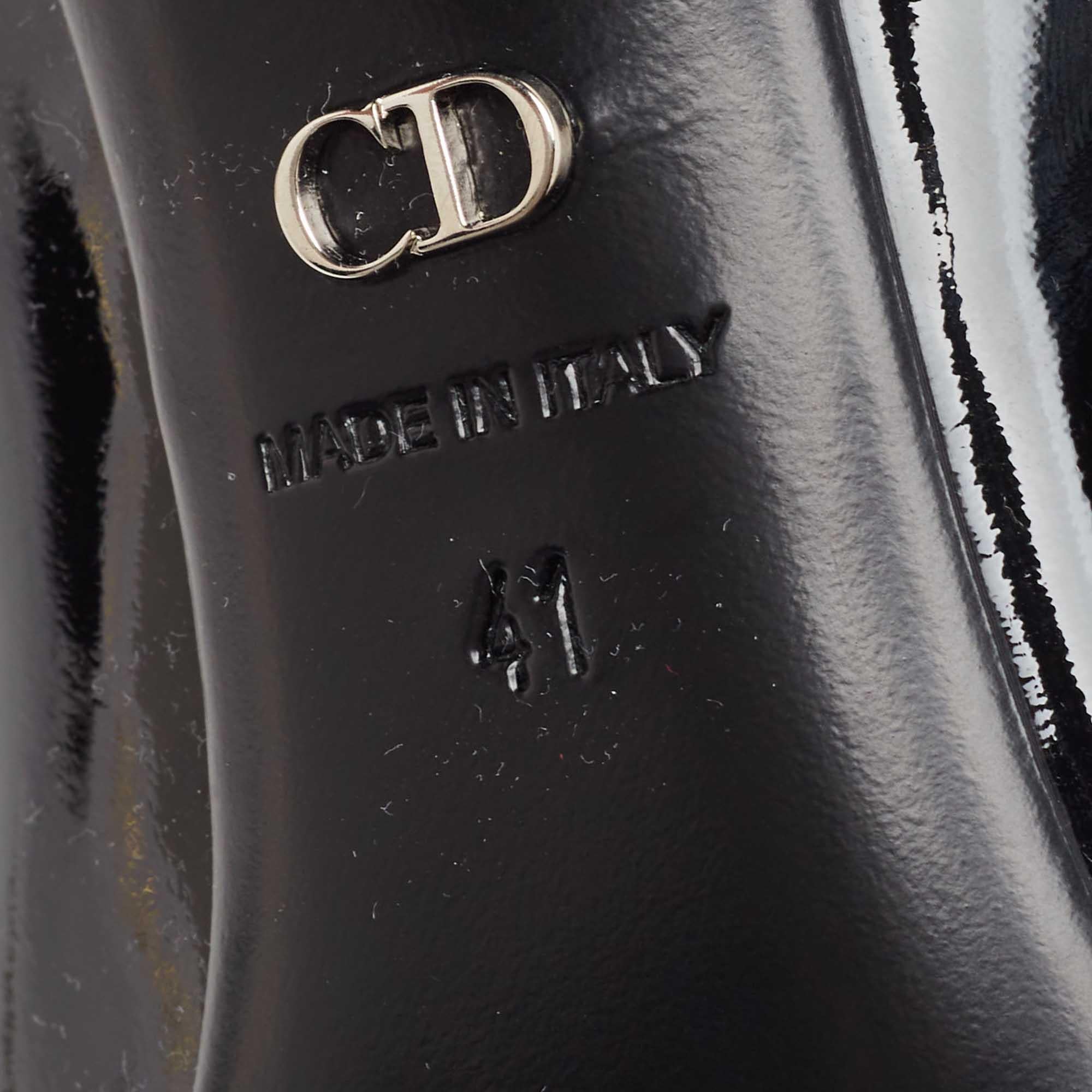 Dior Black Patent Leather Embellished Block Heel Pumps Size 41 4
